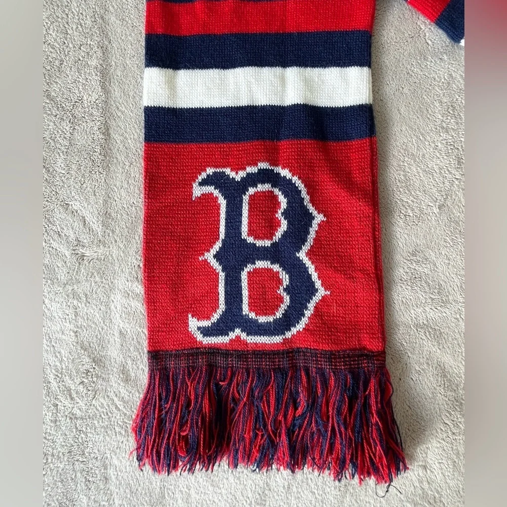 Boston Red Sox Scarf Red White Blue Fringe One Size
